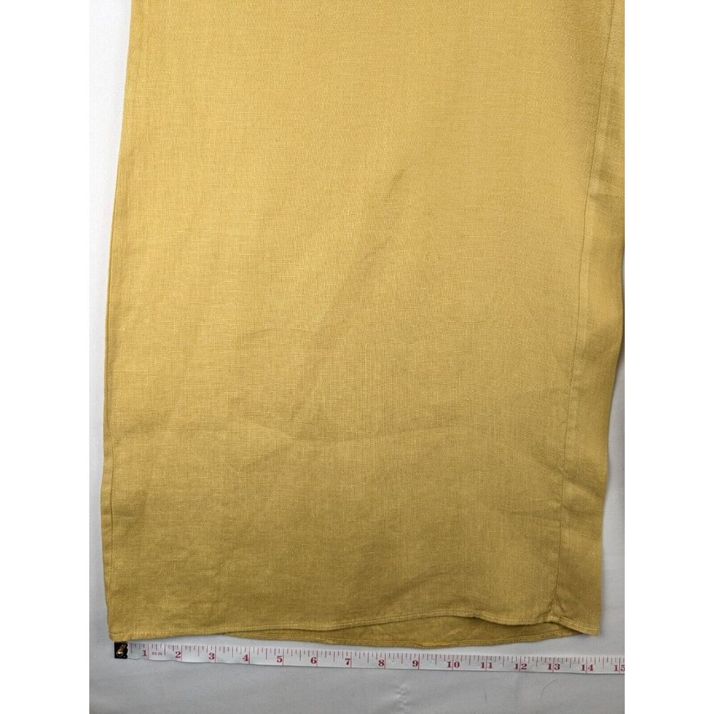 Theory Pants Women Large Yellow Linen Fluid Pull On N Spring Wide Leg Cropped - Picture 4 of 7